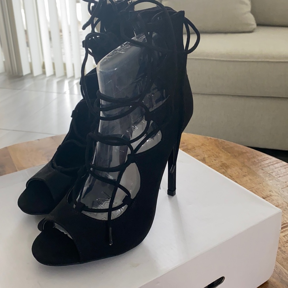 Black laced up heels